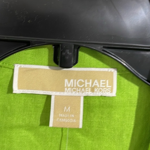 NEW Michael Kors Womens M Linen Blend Button Solid-Color Sleeveless Green Apple - Picture 5 of 8